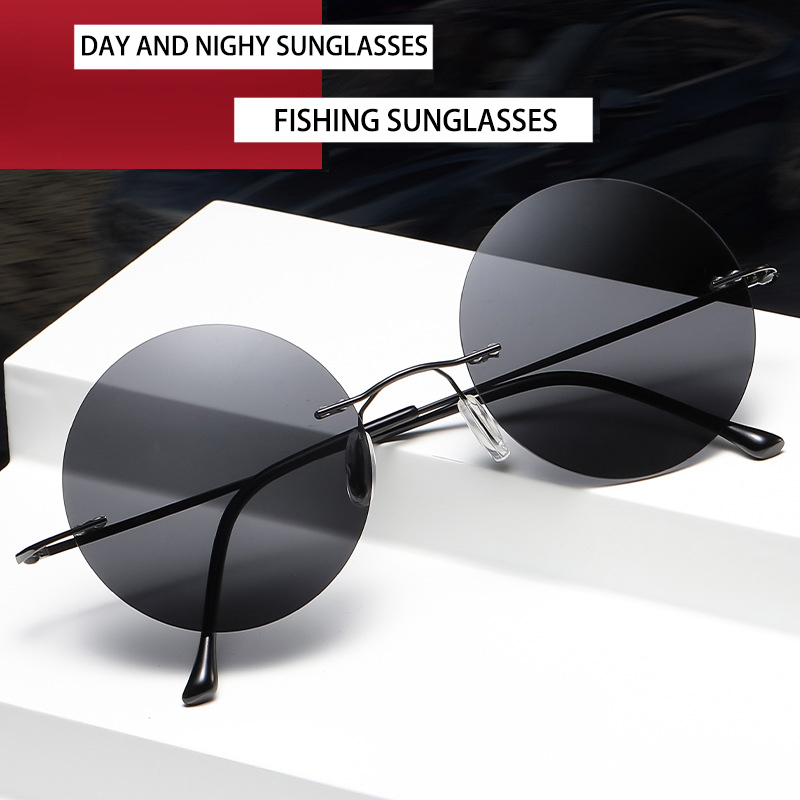 Sunglasses Uv400 - BOYSEEN Ultralekkie, spolaryzowane, okrągłe, bezramowe okulary
