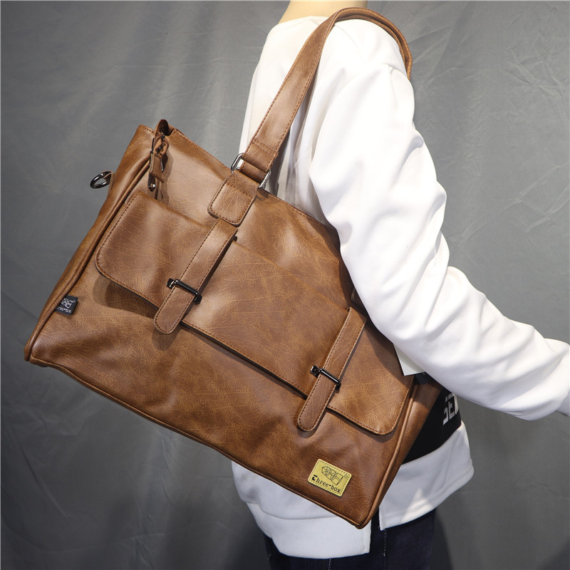 Leather Briefcase - Koreańska torebka na ramię ze skóry