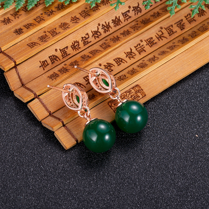 Gold Plated Jewelry - Naturalne kolczyki z koralików jadeitowych Modne