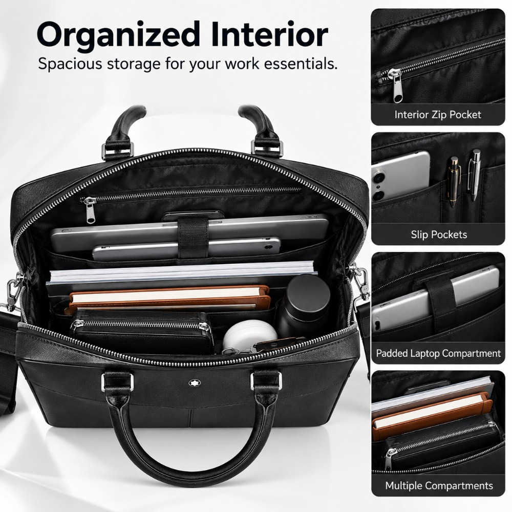 Luksusowa męska aktówka biznes – Leather Briefcase recenzja i cena