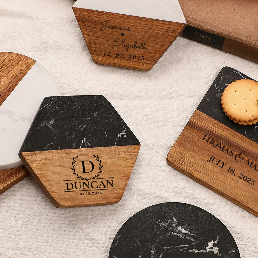 Personalizowany zestaw podstaw – Marble Coaster Set recenzja i cena