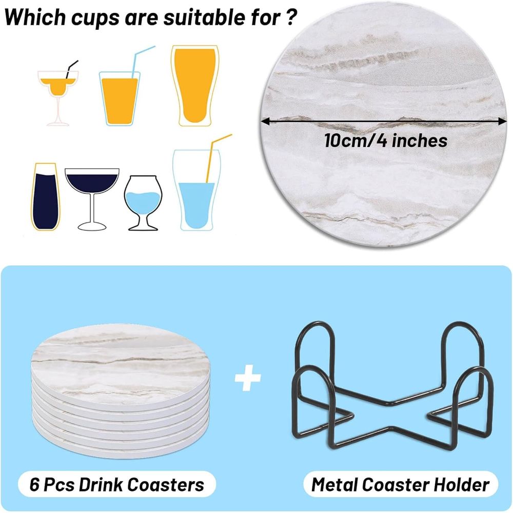 6-częściowy zestaw chłonnych p – Marble Coaster Set recenzja i cena